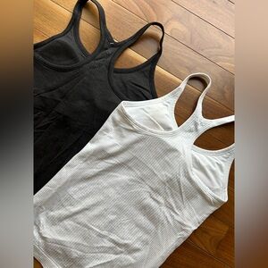 🍋Lululemon Ebb To Flow Racerback Ribbed Tank Tops Black & White Size 6